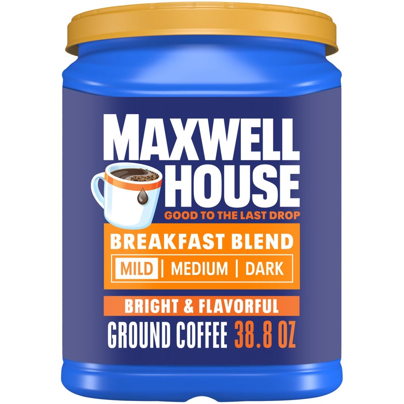 Maxwell House قهوة ماكسويل هاوس خلط الإفطار محمصة خفيفة مطحونة، 38.8 أونصة علبة - Image 1
